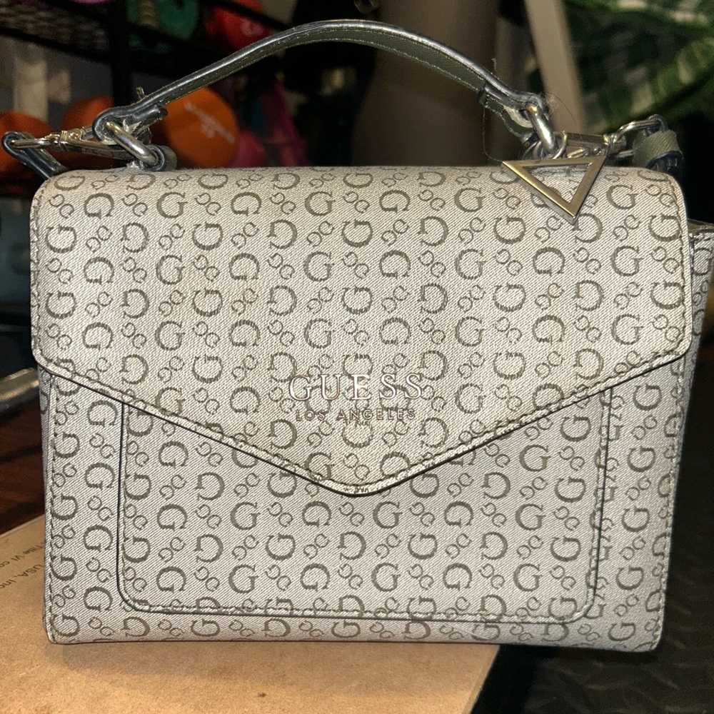 GUESS Silver Monogram Satchel